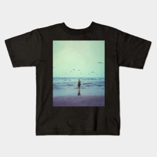 Woman at the Sea Shore Kids T-Shirt